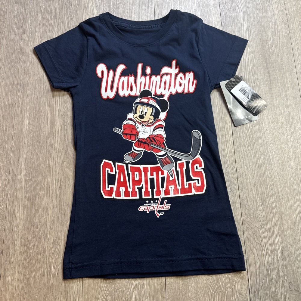Girls Mickey Mouse NHL Washington Capitals T-Shirt‎ Blue Medium M New Hockey